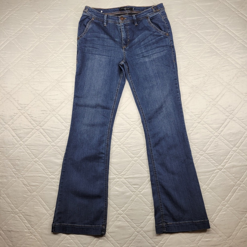 One 5 One Bootcut blue jeans size 12 w/ adj waist